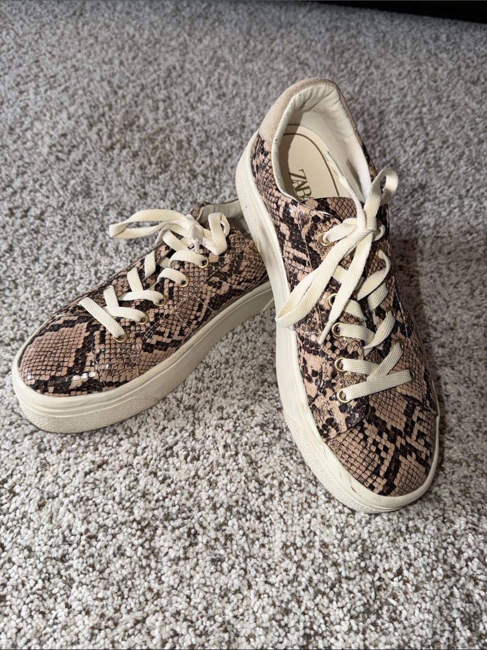 Zara Snake-Print Low-Top Sneakers